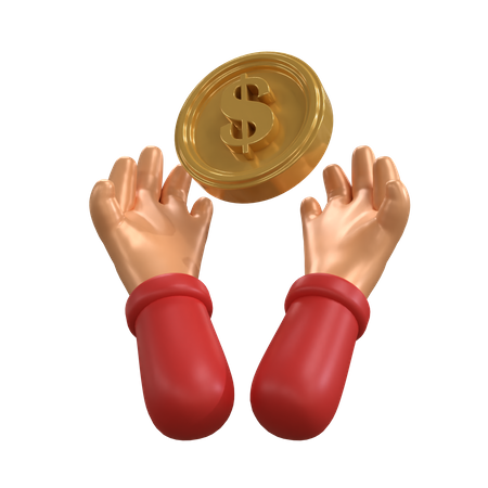 Holding Dollar Coin  3D Icon