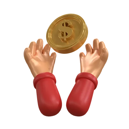 Holding Dollar Coin  3D Icon