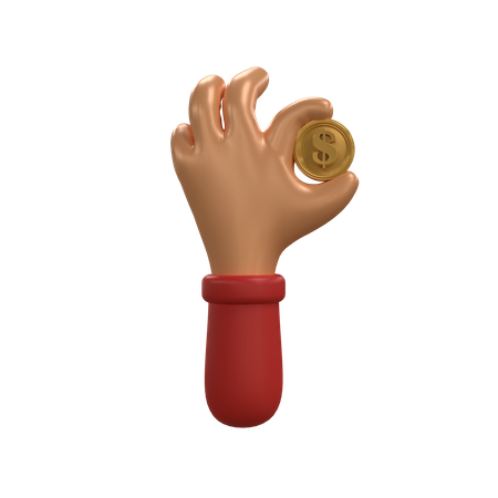 Holding Dollar Coin  3D Icon