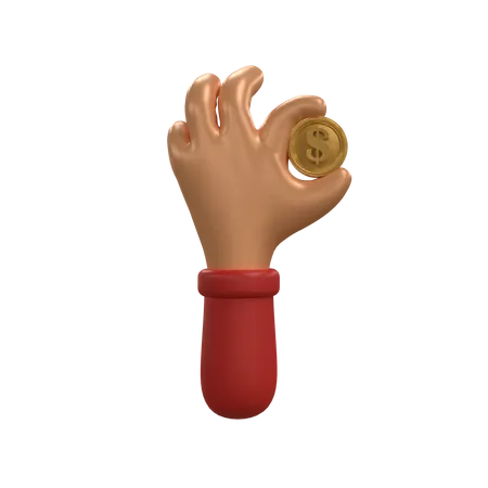 Holding Dollar Coin  3D Icon