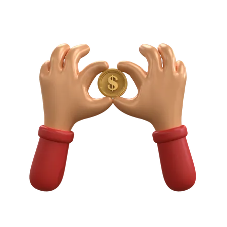 Holding Dollar Coin  3D Icon