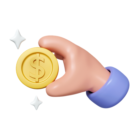 Holding Dollar Coin  3D Icon