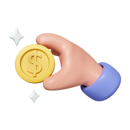 Holding Dollar Coin  3D Icon