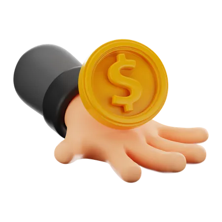 Holding Dollar Coin 3D Icon