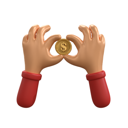 Holding Dollar Coin  3D Icon