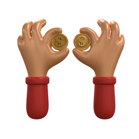Holding Dollar Coin  3D Icon