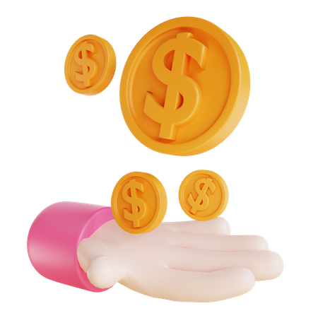Holding dollar coins  3D Icon