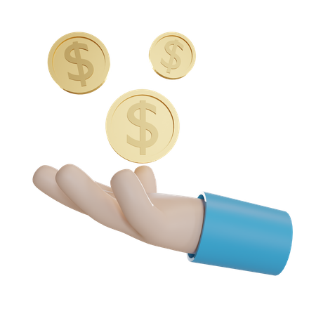Holding Dollar Coins  3D Icon