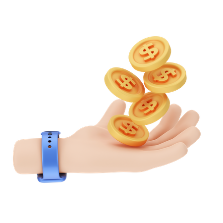 Holding Dollar coins  3D Icon