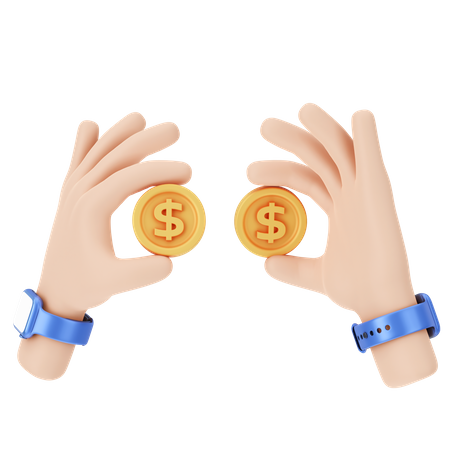 Holding Dollar Coins  3D Icon
