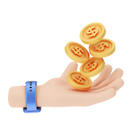 Holding Dollar coins  3D Illustration