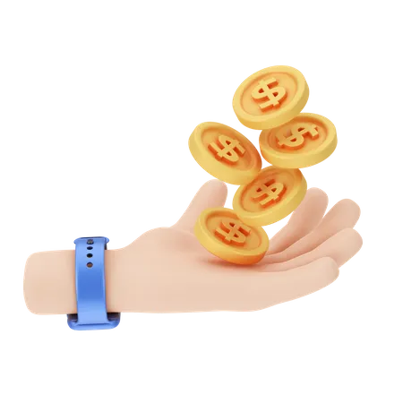 Holding Dollar coins  3D Illustration