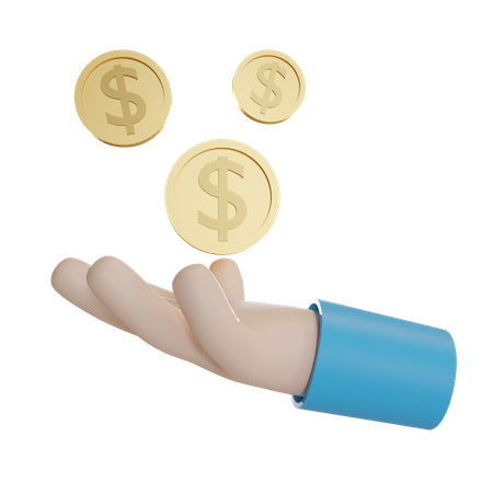 Holding Dollar Coins  3D Illustration