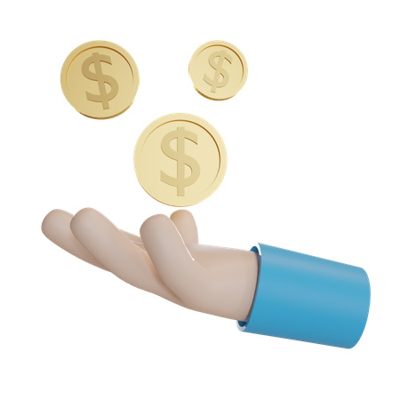 Holding Dollar Coins 3D Illustration