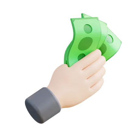 3 D Illustration Of A Hand Holding A Banknote 3D Icon