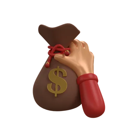 Holding Dollar Sack  3D Icon