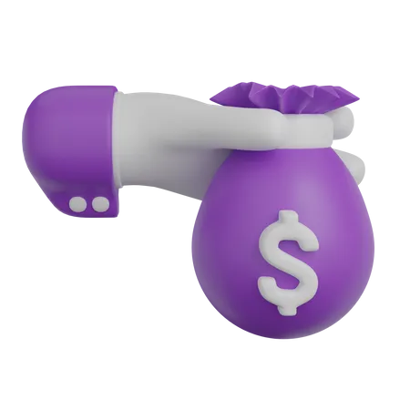 Holding Dollar Sack  3D Icon