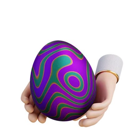 3 D Illustration Of A Hand Holding An Easter Egg 3D Icon