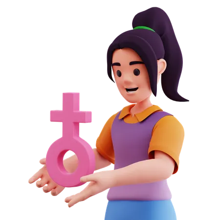 Holding Female Sign 3D Icon