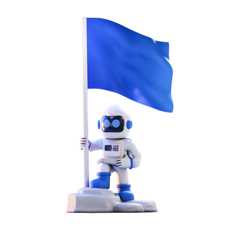 Holding Flag  3D Illustration