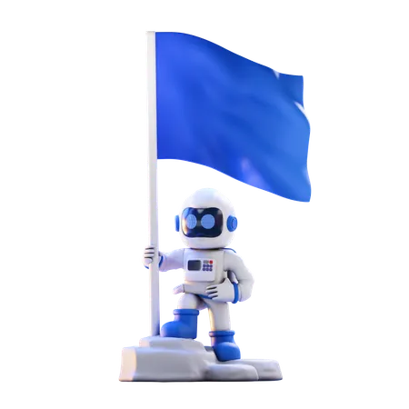 Holding Flag  3D Illustration