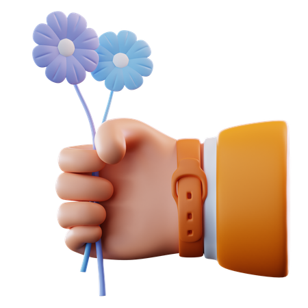 Holding Flowers  3D Icon