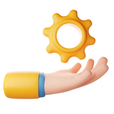 Holding Gear Hand Gesture  3D Icon