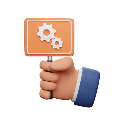 Hand Holding Gear Sign Download This Item Now 3D Icon