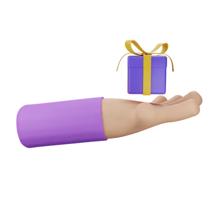 Holding Gift Box  3D Icon