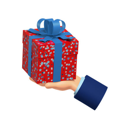 Holding Gift Box 3D Illustration