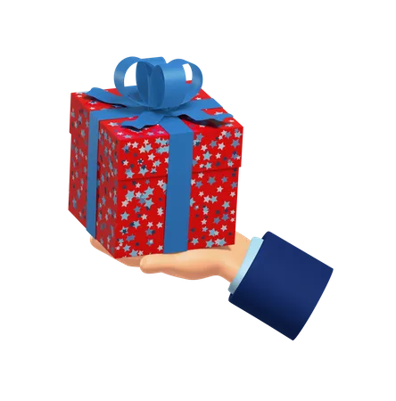 Holding Gift Box 3D Illustration