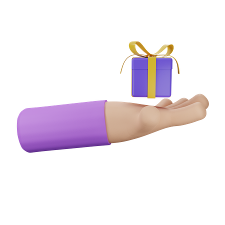 Holding Gift Box  3D Icon