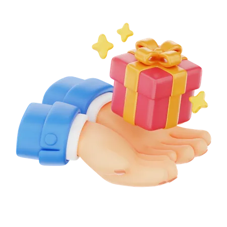 Holding Gift Hand Gesture  3D Icon