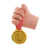 3d holding gold medal logo