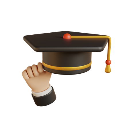 Holding Graduation Cap  3D Icon