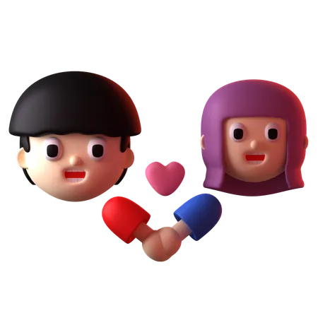 Holding Hands Valentine  3D Icon