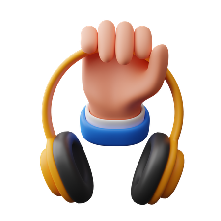 Holding Headphones  3D Icon