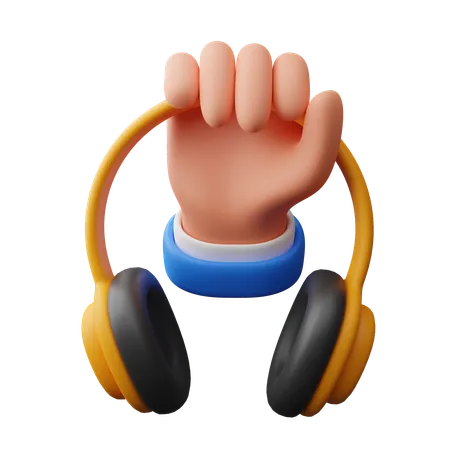 Holding Headphones  3D Icon