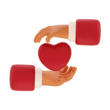 Hand With Heart 3 D Illustrations 3D Icon