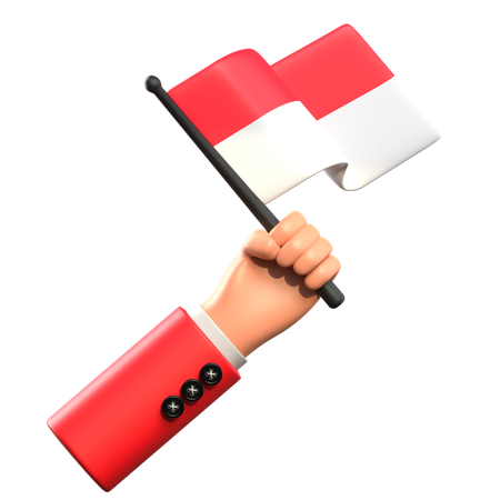 Holding Indonesia Flag  3D Icon