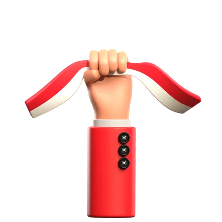 Holding Indonesia Flag  3D Icon