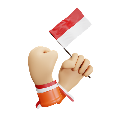 Holding Indonesian Flag  3D Icon