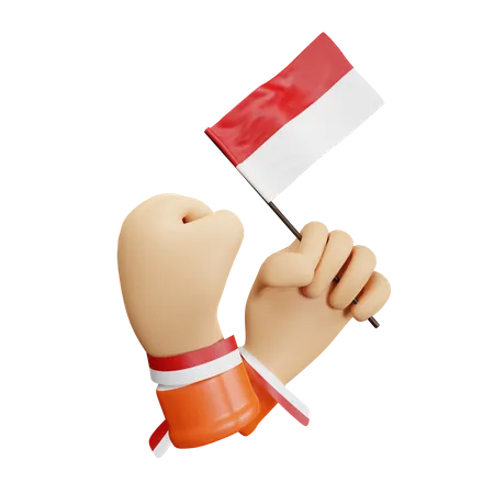 Holding Indonesian Flag  3D Icon