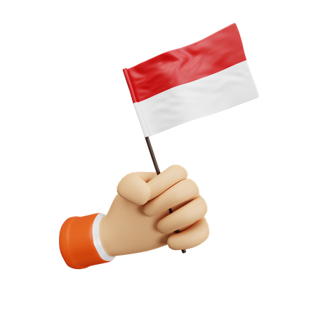 Holding Indonesian Flag  3D Icon