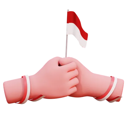 Holding Indonesian Flag  3D Icon