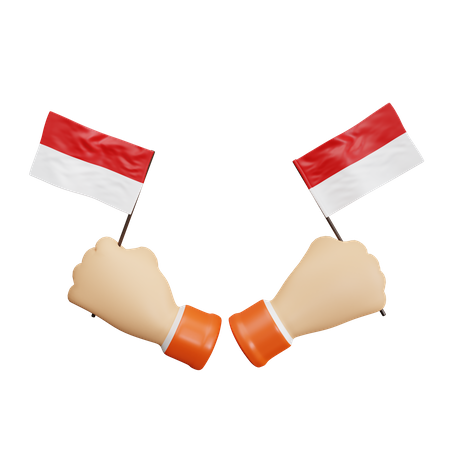 Holding Indonesian Flag  3D Icon