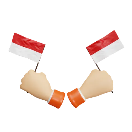 Holding Indonesian Flag  3D Icon