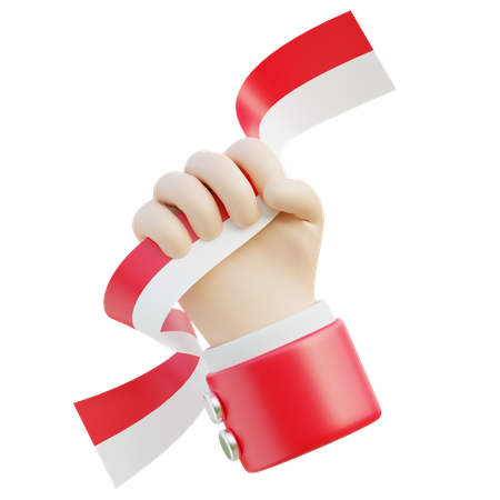 Holding Indonesian Flag  3D Icon