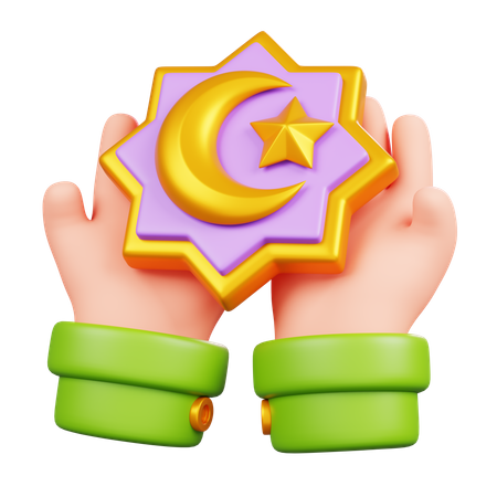 Holding Islamic Ornament  3D Icon