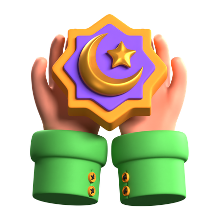Holding Islamic Ornament  3D Icon